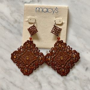 Macy’s Bronze Brass Chandelier Earrings